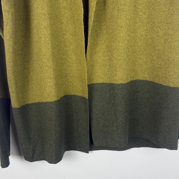 Cynthia Rowley Active Cotton Blend Olive Charcoal Knit Open Front Large Cardigan - Picture 6 of 10